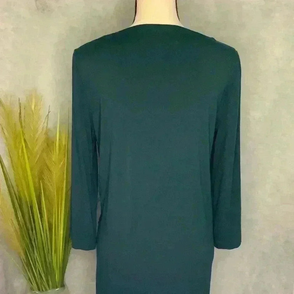 Eileen Fisher Womens Size S/P Forest Green Long Sleeve Dress - Picture 3 of 13